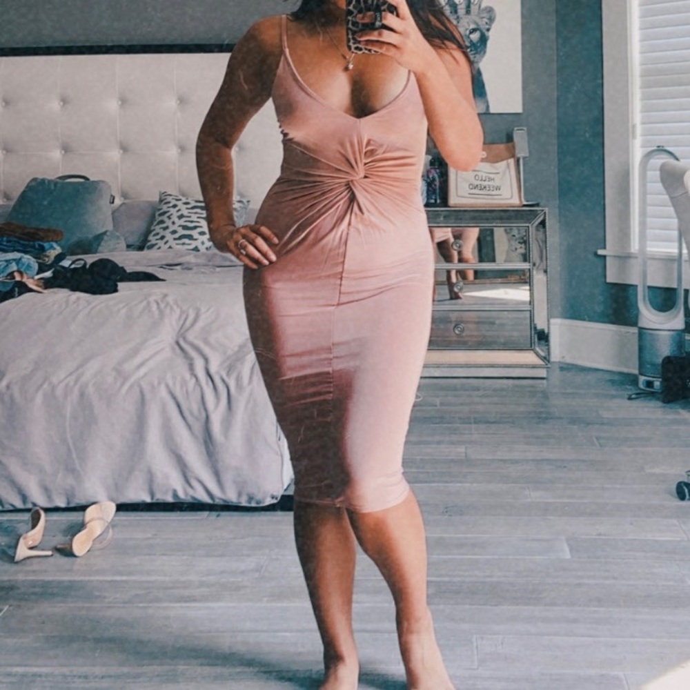 Sexy pink slip on dress